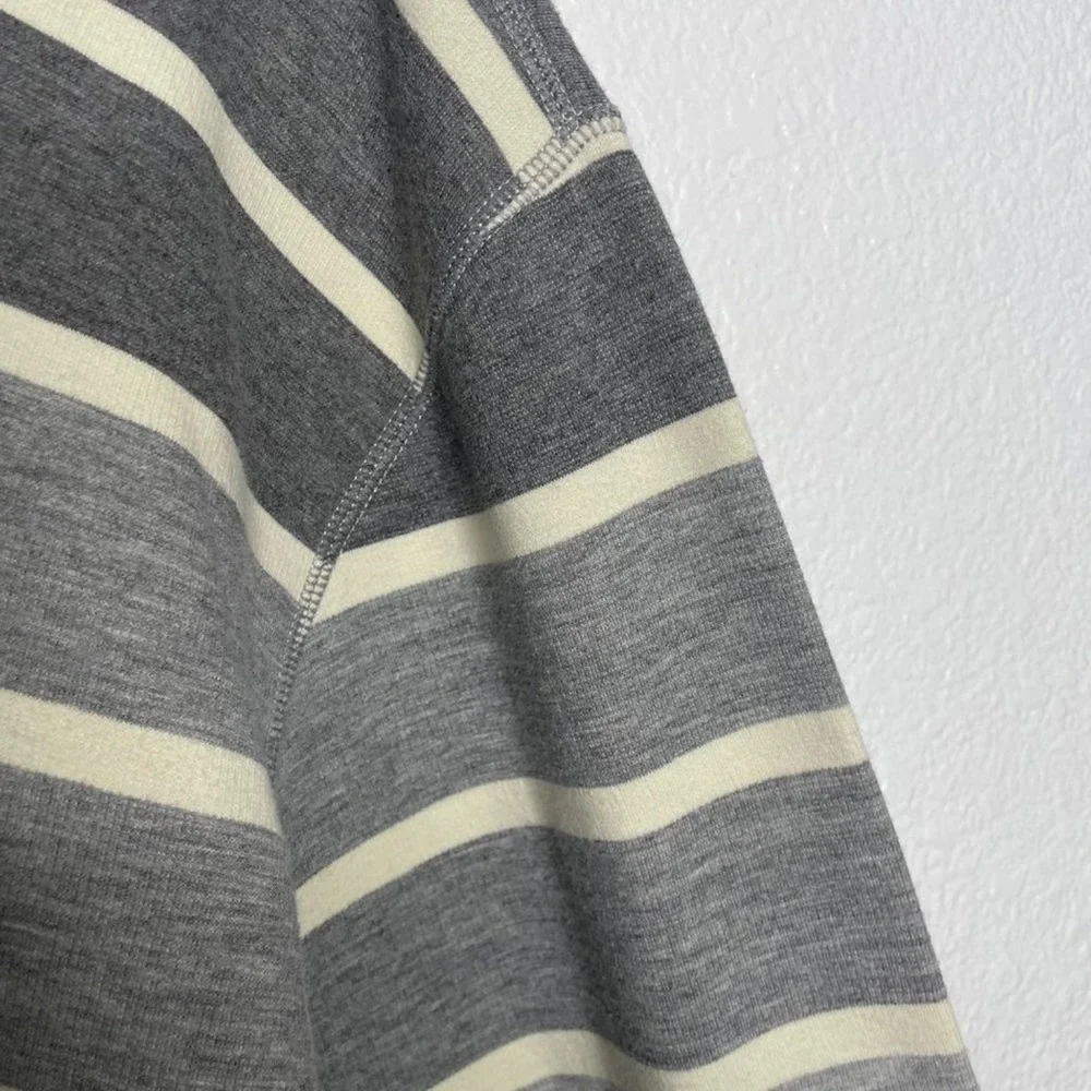 Tommy Bahama Mens Large Grey Striped Quarter Zip Pullover Sweater Cotton Blend
